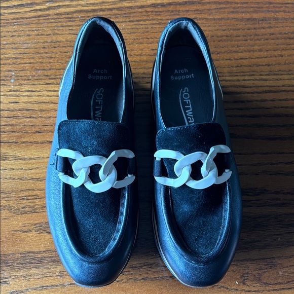 Softwaves Cala Loafers Platform Leather Suede Chain Arch Support Comfort size 6 - Picture 2 of 9